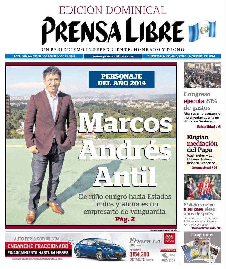 Personaje del Año PrensaLibre 2014 Marcos Antil